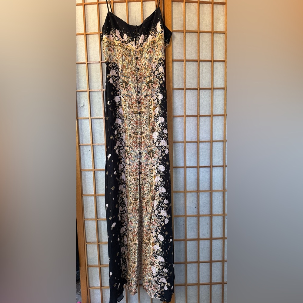 Free People Intimately Black and Gold Floral Maxi Dress S
